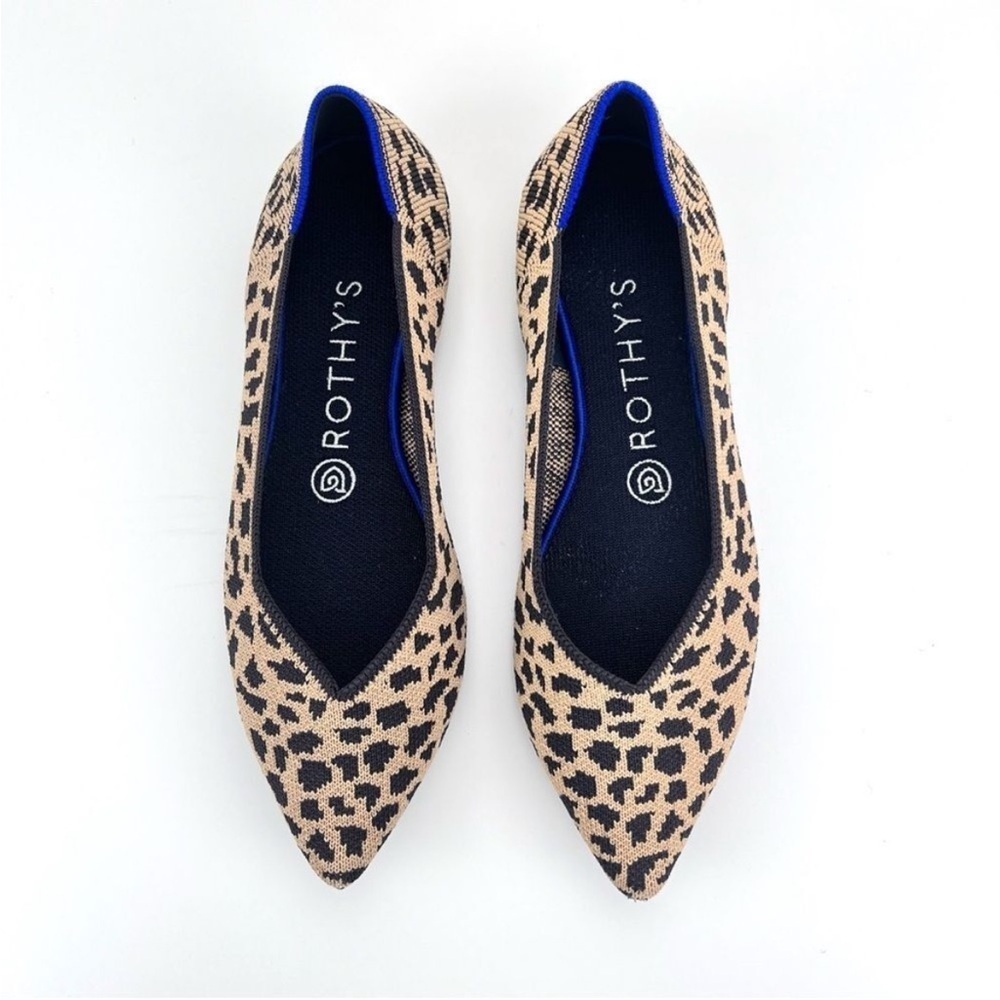 Rothy's The Point Flats In Retired Leopard Print Slip On Ballet Flat Size 6.5 - Picture 13 of 13